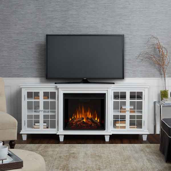 Real Flame TV Stand for TVs up to 78" with Electric Fireplace Included